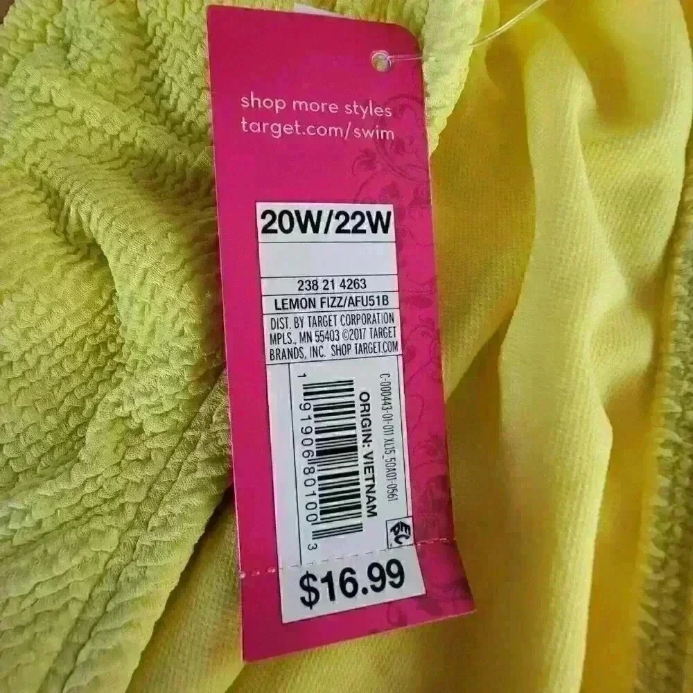 Xhilaration Womens Plus Bikini Bottoms Size 20W/22W Yellow Textured NWT